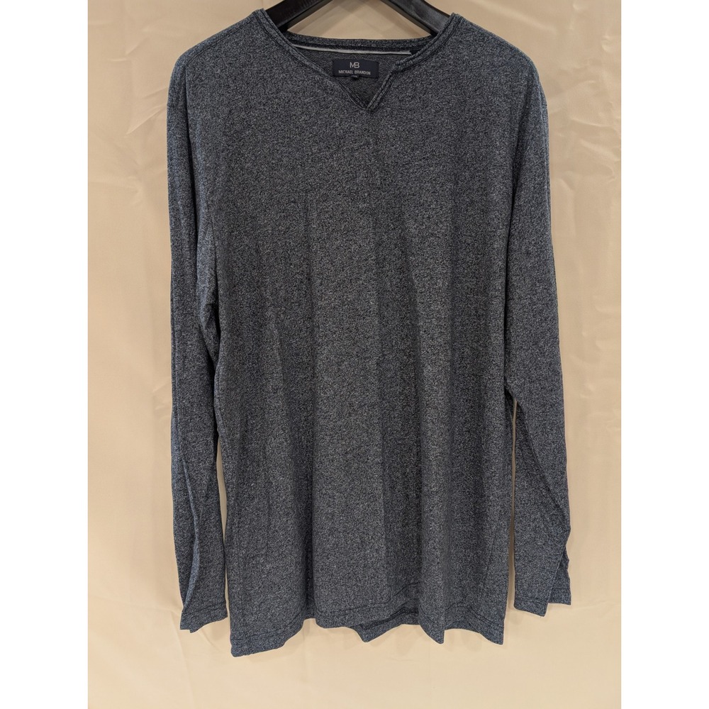 Michael Brandon Mens XXL Long Sleeve V Neck T-Shirt Casual Heather Gray - Picture 1 of 5